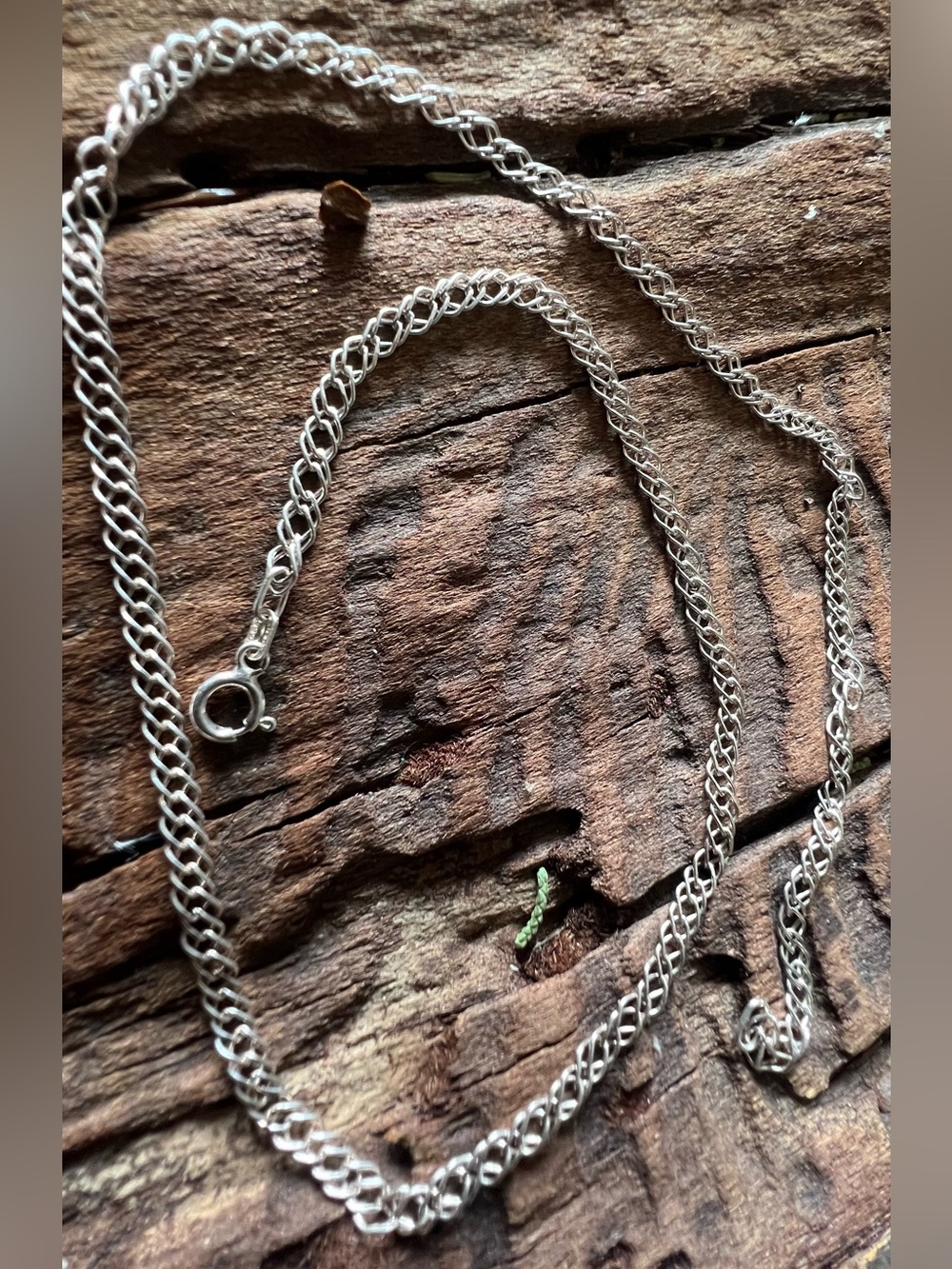 Unisex Mexico Sterling Chain  Link Necklace Sterling Silver 17.5 ” Lattice Rombo